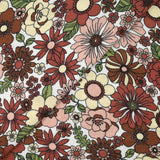 Gasa doble estampada flores de otoño fondo blanco