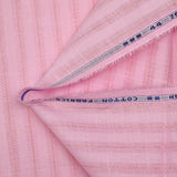 Cotton linen striped gold Lurex baby pink background