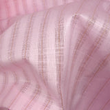 Cotton linen striped gold Lurex baby pink background