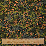 Viscose imprimée léopard orange fluo fond kaki