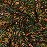 Viscose imprimée léopard orange fluo fond kaki