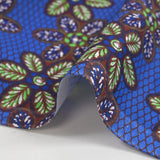Coton imprimé ethnique Holten marron fond bleu roi