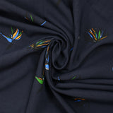 Viscose imprimée oiseaux de paradis fond bleu nuit
