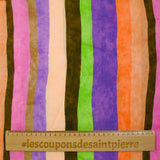 Lyocell imprimé rayures colorées violet, marron et rose