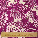 Crêpe viscose imprimé feuillage fond orchidée
