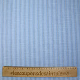 Cotton linen striped gold Lurex baby blue background