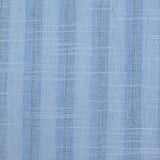 Cotton linen striped gold Lurex baby blue background