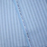 Cotton linen striped gold Lurex baby blue background