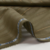 Cotton linen striped gold Lurex khaki background