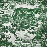 Silk satin printed in the green jungle white background