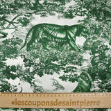 Silk satin printed in the green jungle white background