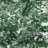Silk satin printed in the green jungle white background