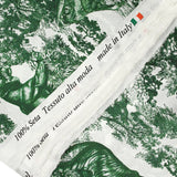 Silk satin printed in the green jungle white background
