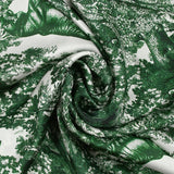 Silk satin printed in the green jungle white background
