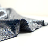 Maille viscose lurex argent fond bleu