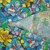 Blue floral constellation printed cotton