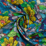 Blue floral constellation printed cotton