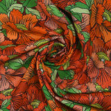 Coton imprimé constellation florale orange