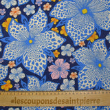 Coton imprimé abysse fleurie fond marine