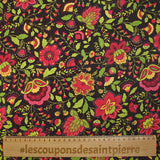 Coton imprimé jardin bohème rouge fraise