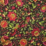 Coton imprimé jardin bohème rouge fraise