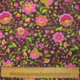 Algodón estampado jardín bohemio rosa chicle