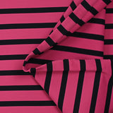Jersey de coton rayé noir et fuchsia