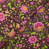 Algodón estampado jardín bohemio rosa chicle