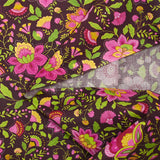 Algodón estampado jardín bohemio rosa chicle