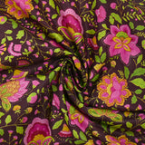Algodón estampado jardín bohemio rosa chicle