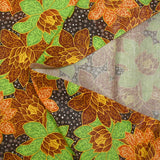 Cotton printed with winter shine, brown background