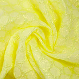 Brocart de soie mélangée à pois jaune beurre