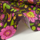 Algodón estampado jardín bohemio rosa chicle
