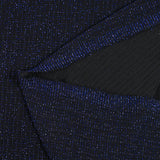 Maille côtelée rayure Lurex bleu roi fond noir
