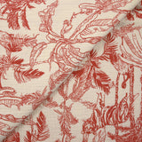 Double gaze imprimée toile de Jouy jungle rouge fond écru