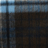 Laine mélangée brossée à carreaux bleu ciel fond marron