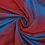 Maille de viscose fantaisie chevron à pois rouge et bleu