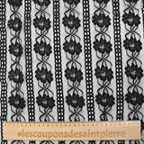 Dentelle polyester bande florale noir