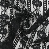 Dentelle polyester bande florale noir