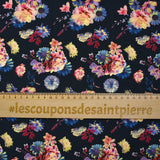 Jersey viscose imprimé un mini air floral fond bleu nuit