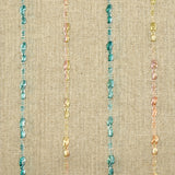 Lin viscose rayure satinée pêche et turquoise fond ficelle