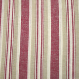 Lin viscose rayé cerise et grège fond blanc cassé