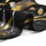 Muslin de seda negra Lily Jacquard lleva a oro y plata