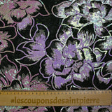 Tulle sequin brodé pivoine blanc fil doré