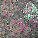 Tulle sequin brodé pivoine blanc fil doré