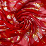 Devoured silk muslin tlija gold and silver red background