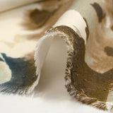 Viscose imprimée encre de fleurs bleu et marron fond écru