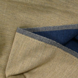 Velours de coton ras sergé double face beige et bleu foncé