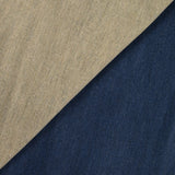Velours de coton ras sergé double face beige et bleu foncé