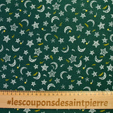 Popeline de coton imprimée étoile filante fond vert